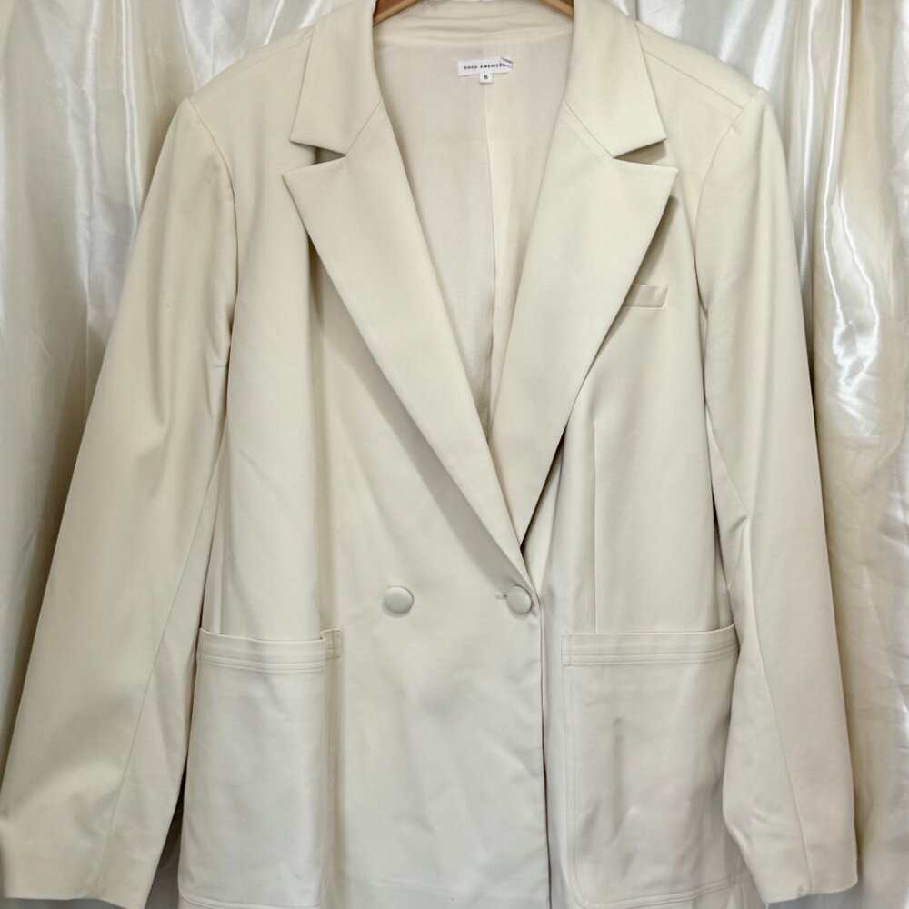 Good American Women’s | Cream Double-Breasted Blazer | Size 5 - Picture 2 of 4